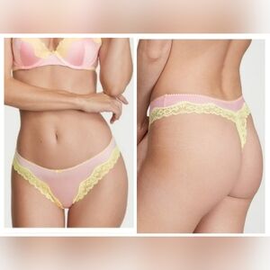 Victoria's secret very sexy tease high leg Lace trim scoop thong panty XLARGE